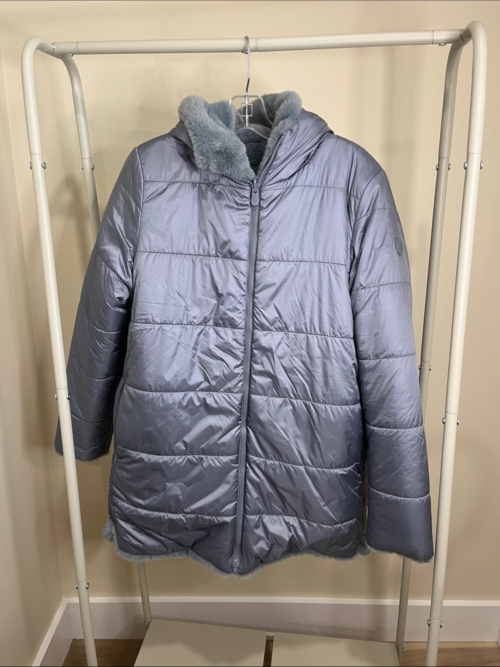 SAVE THE DUCK Light Gray Reversible  Puffer Jacket